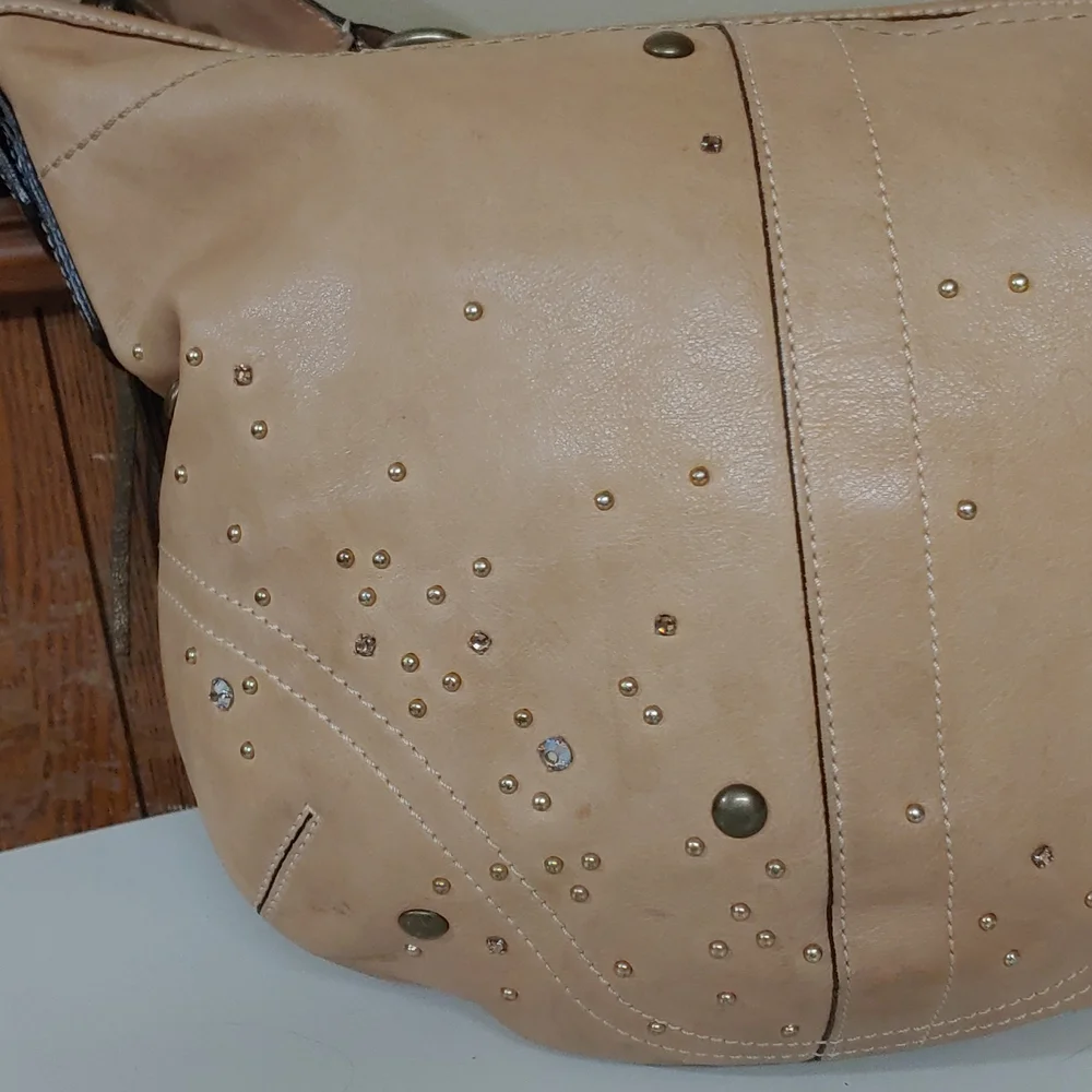 Coach Vanchetta Crystal Studded Leather Hobo Shoulder Bag - Picture 7 of 17